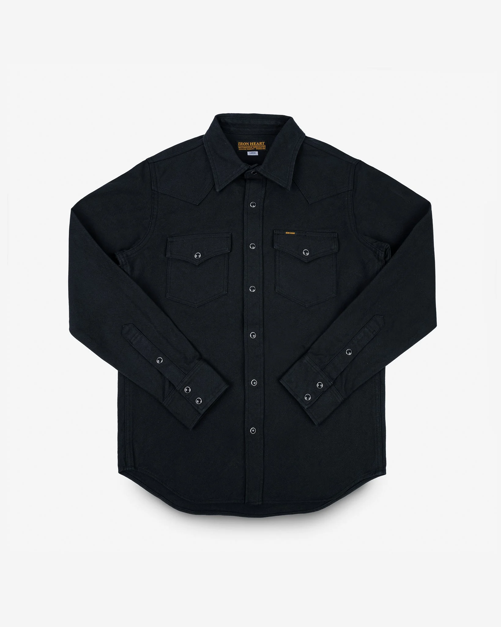 IHSH-235-BLK 13OZ MILITARY SERGE WESTERN SHIRT - BLACK - 1