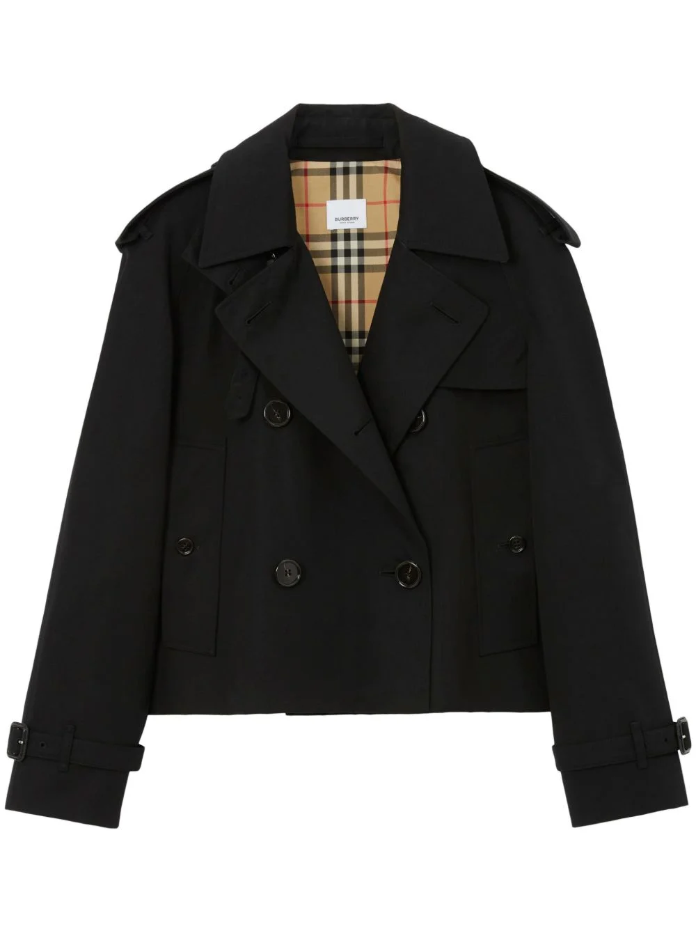 Cotton Cropped Trench Coat - 1