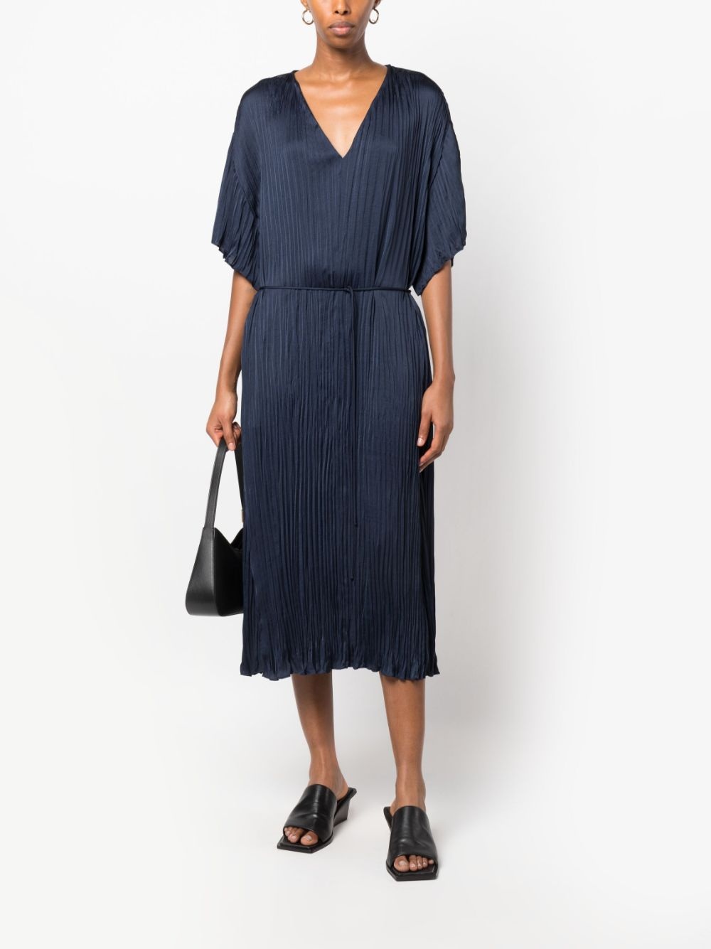 plissé tie-waist dress - 2