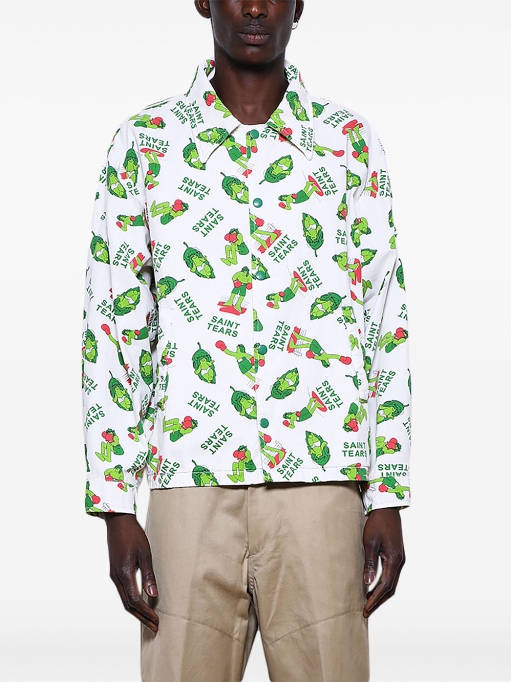 pattern-print shirt jacket - 3