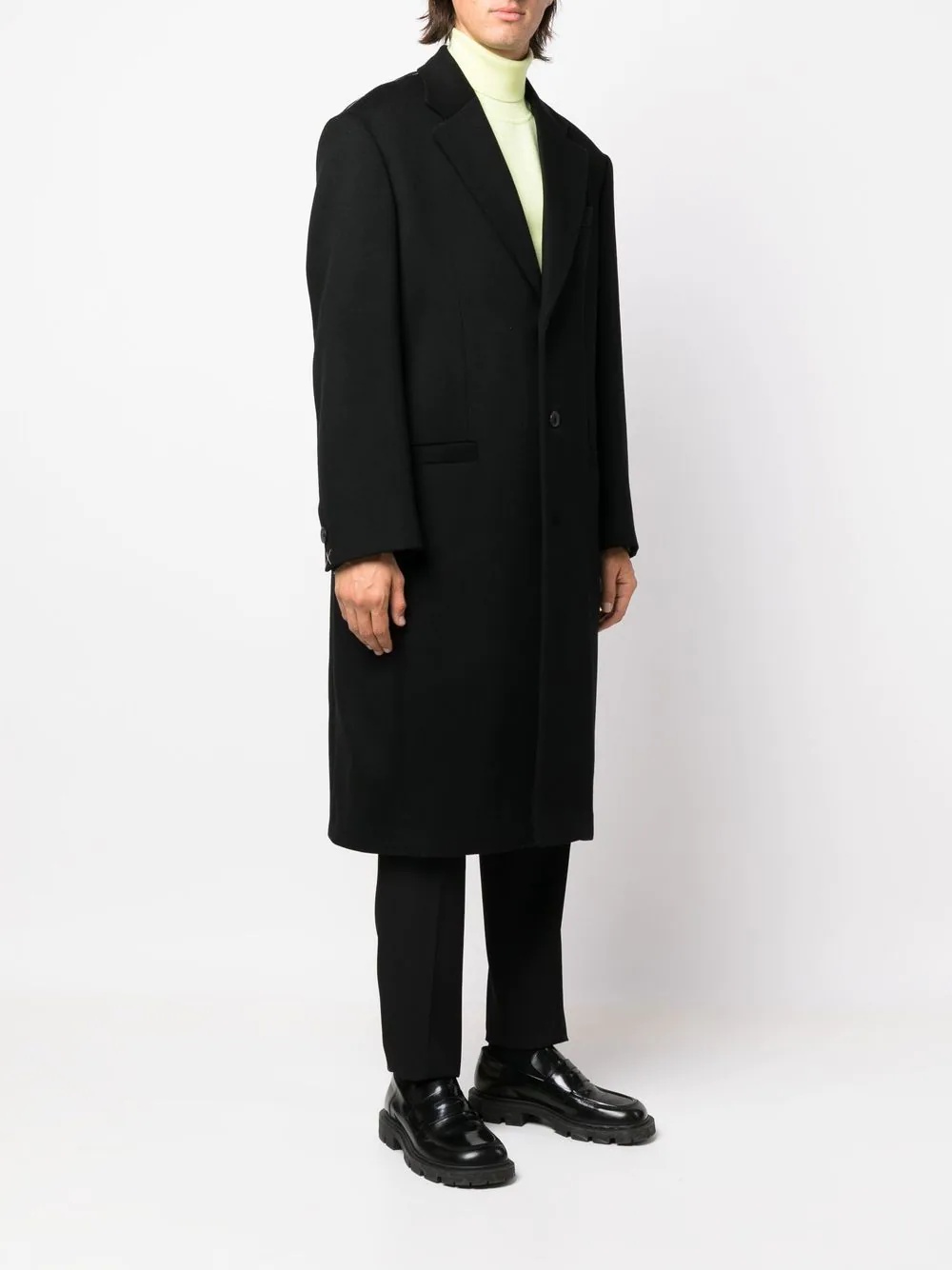 collared wool peacoat - 3