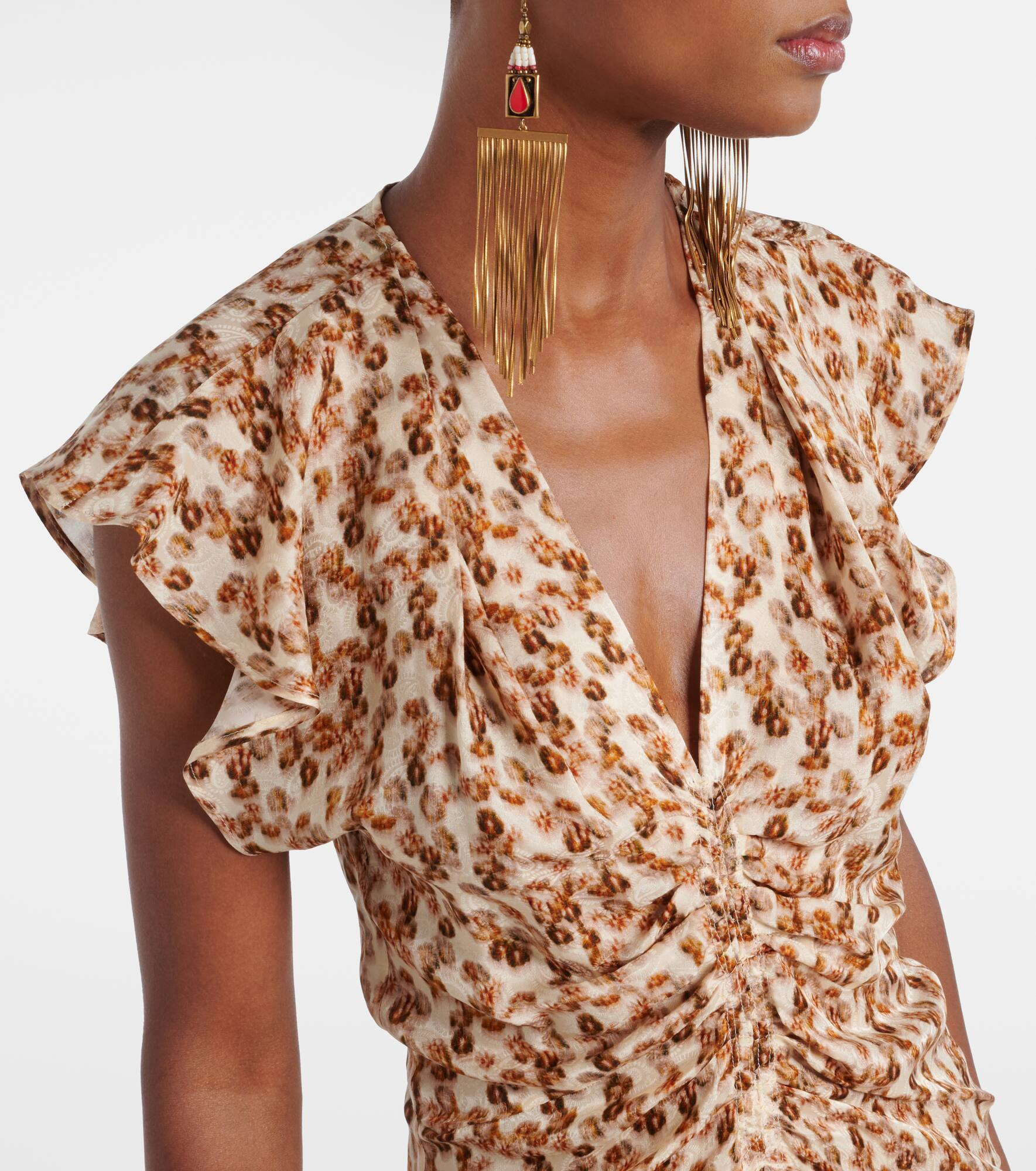 Lyndsay gathered jacquard midi dress - 4