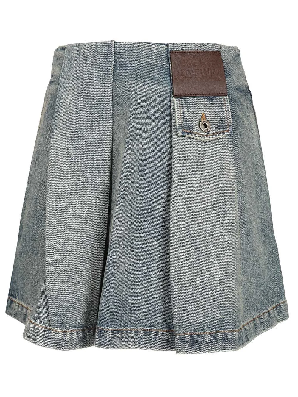 Loewe Women Washed Denim Mini Skirt - 1