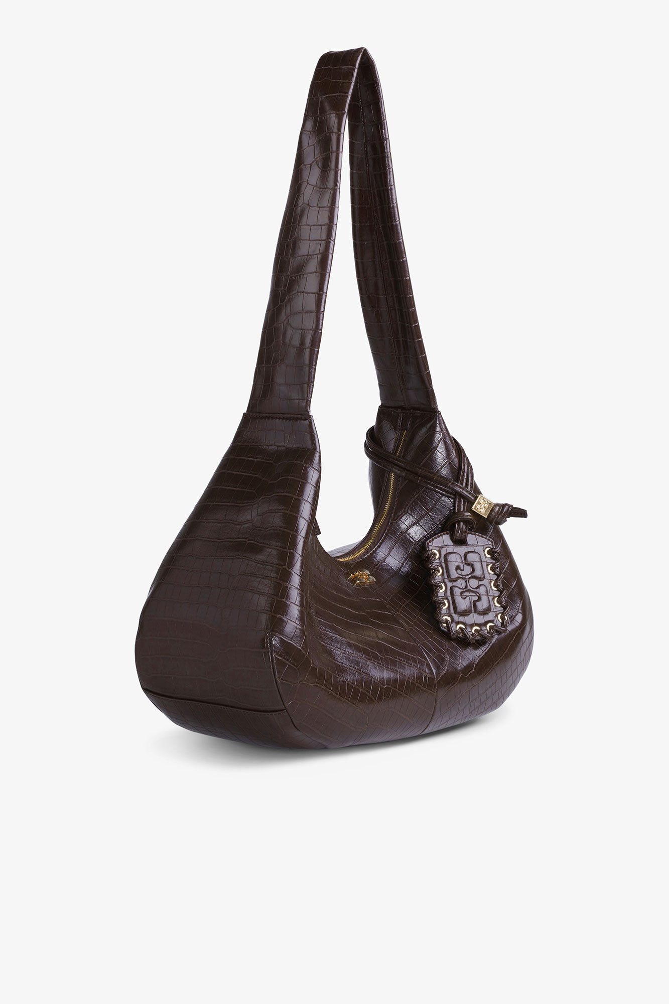 BROWN CROCO MEDIUM HOBO BAG - 2