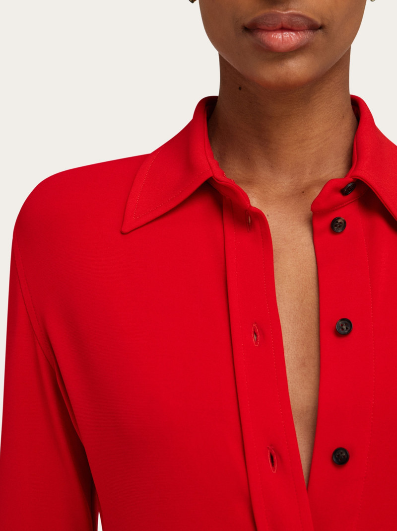 Viscose shirt dress with gathered skirt 5
