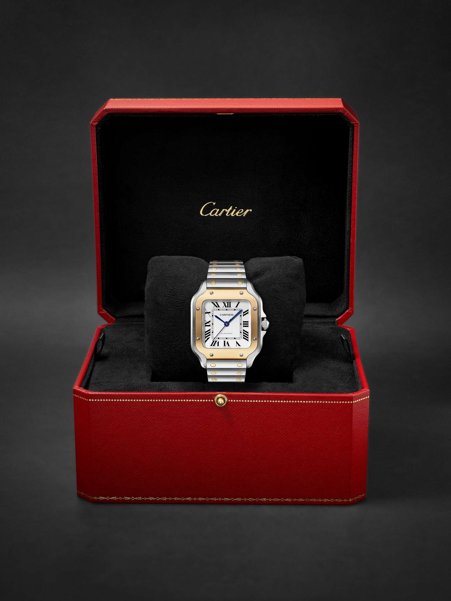 Santos de Cartier Automatic 35.1mm Interchangeable 18-Karat Gold, Stainless Steel and Leather Watch, - 7