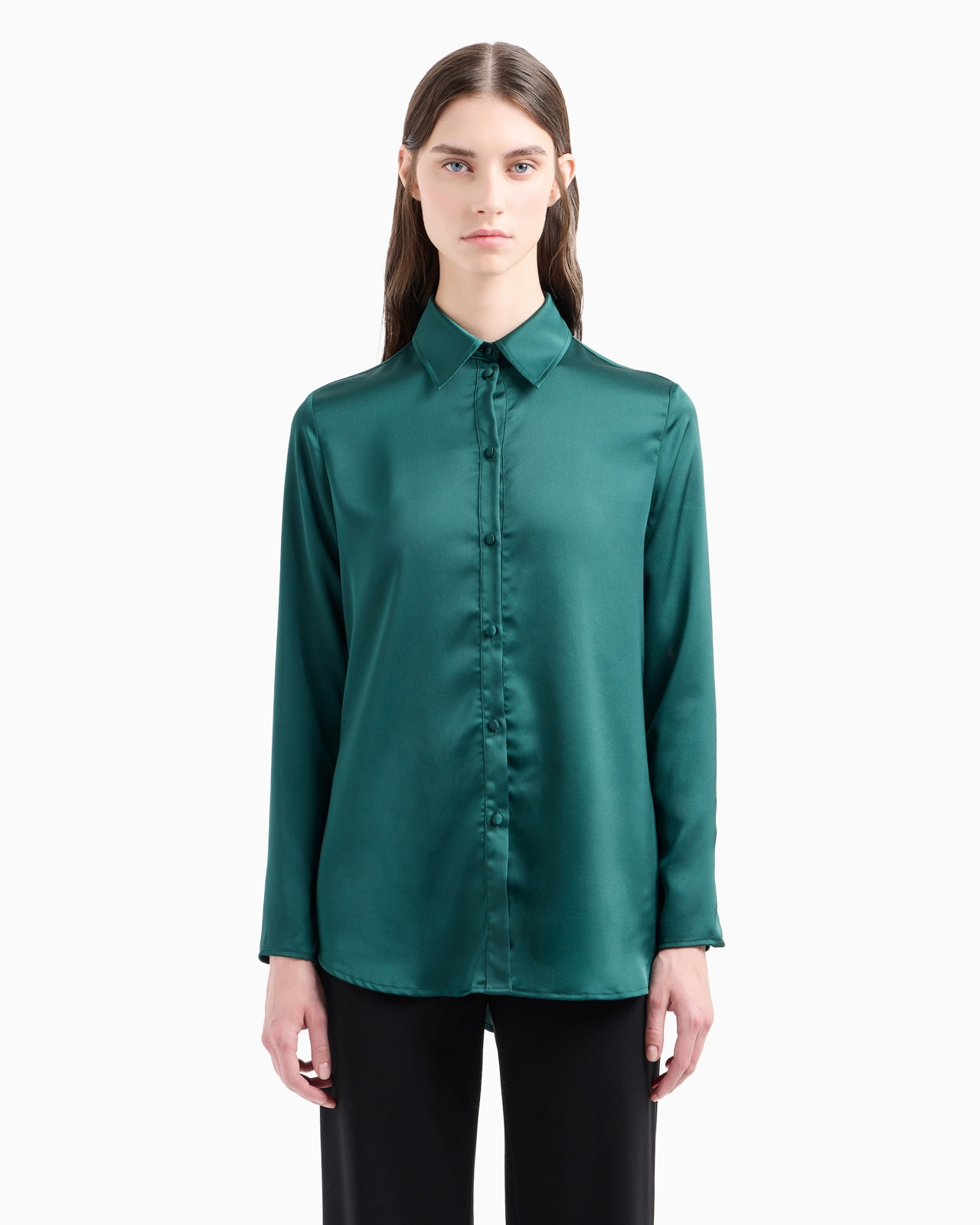 Satin crêpe shirt with back button detail - 2