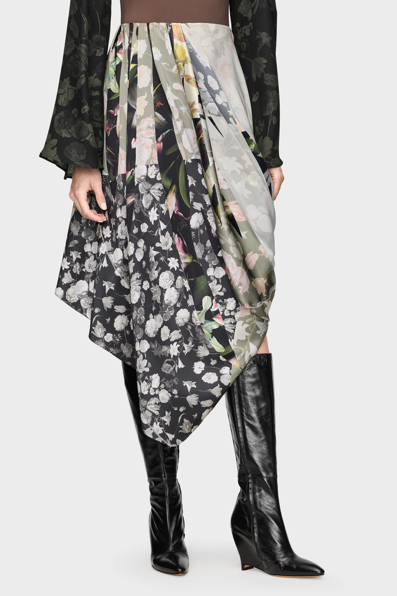 Maison Margiela Silk Floral Draped Skirt outlook