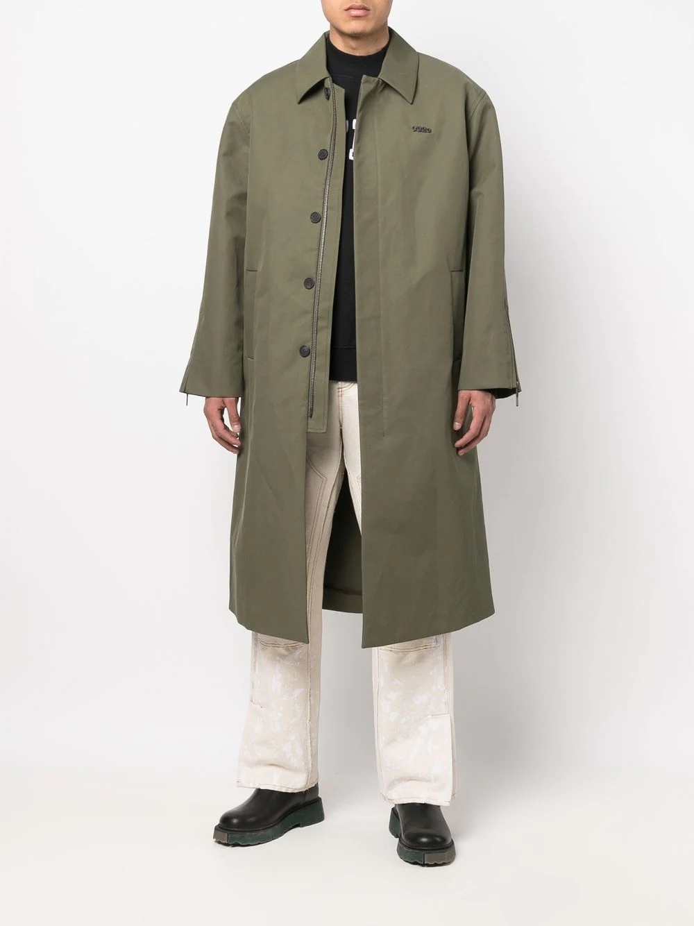 logo-plaque trench coat - 2