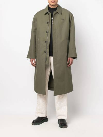 032c logo-plaque trench coat outlook