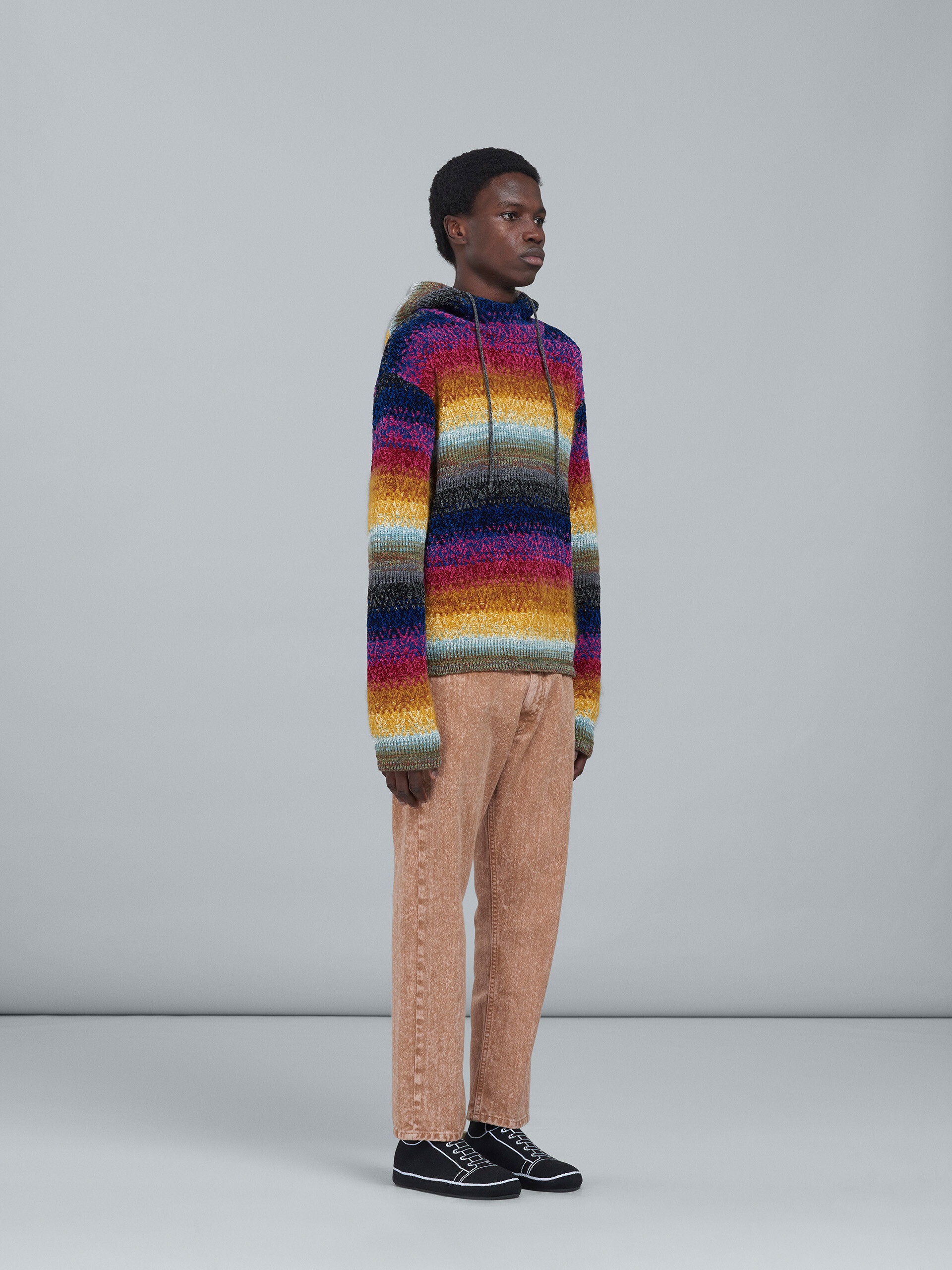 VISCOSE AND WOOL HOODED CREWNECK SWEATER - 5