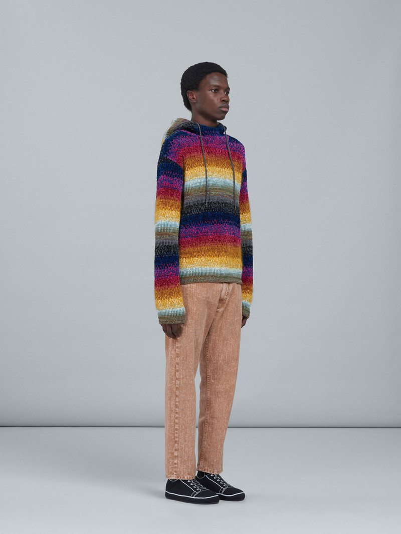 VISCOSE AND WOOL HOODED CREWNECK SWEATER 5