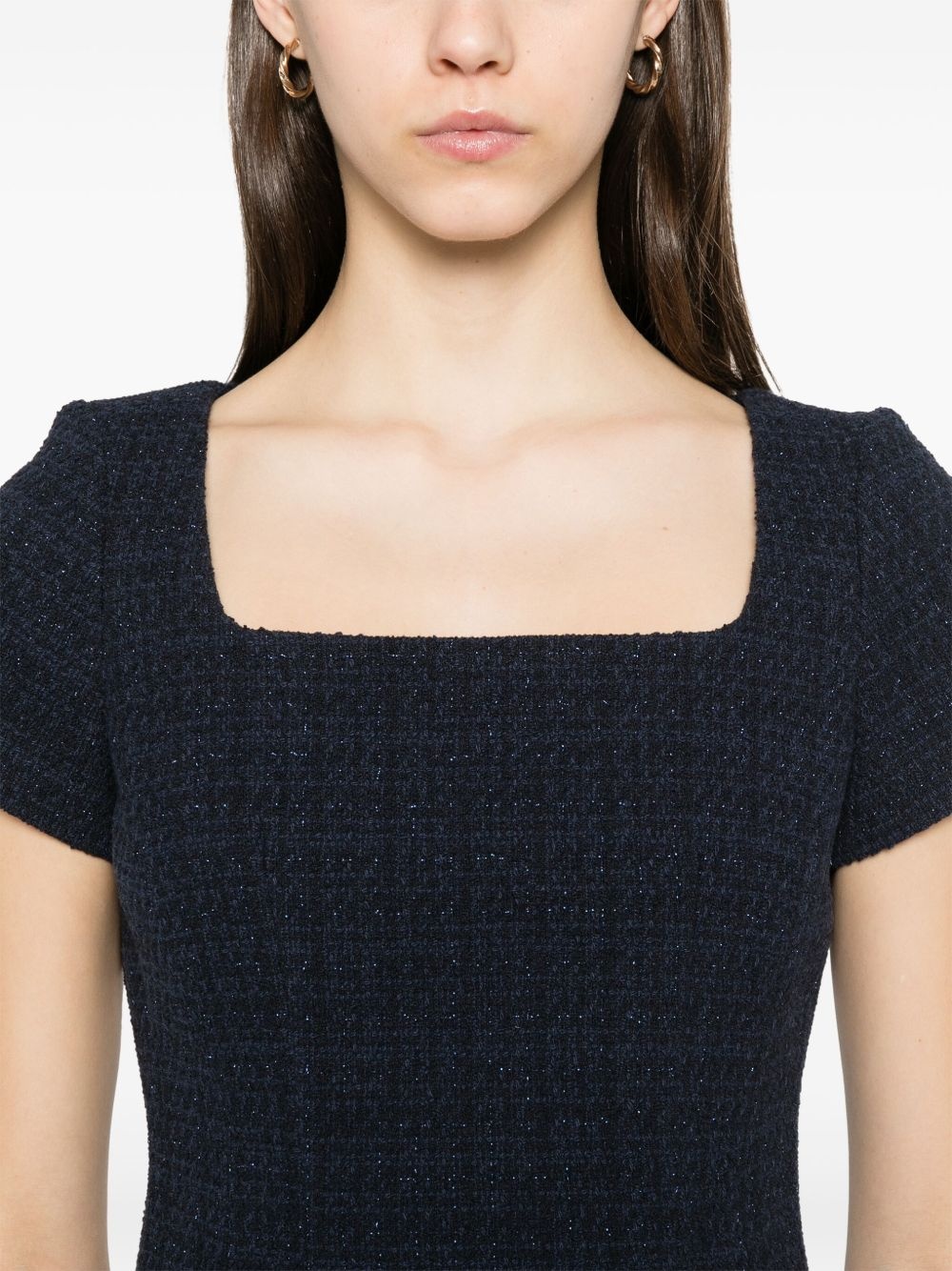 lurex-detail mini dress - 5