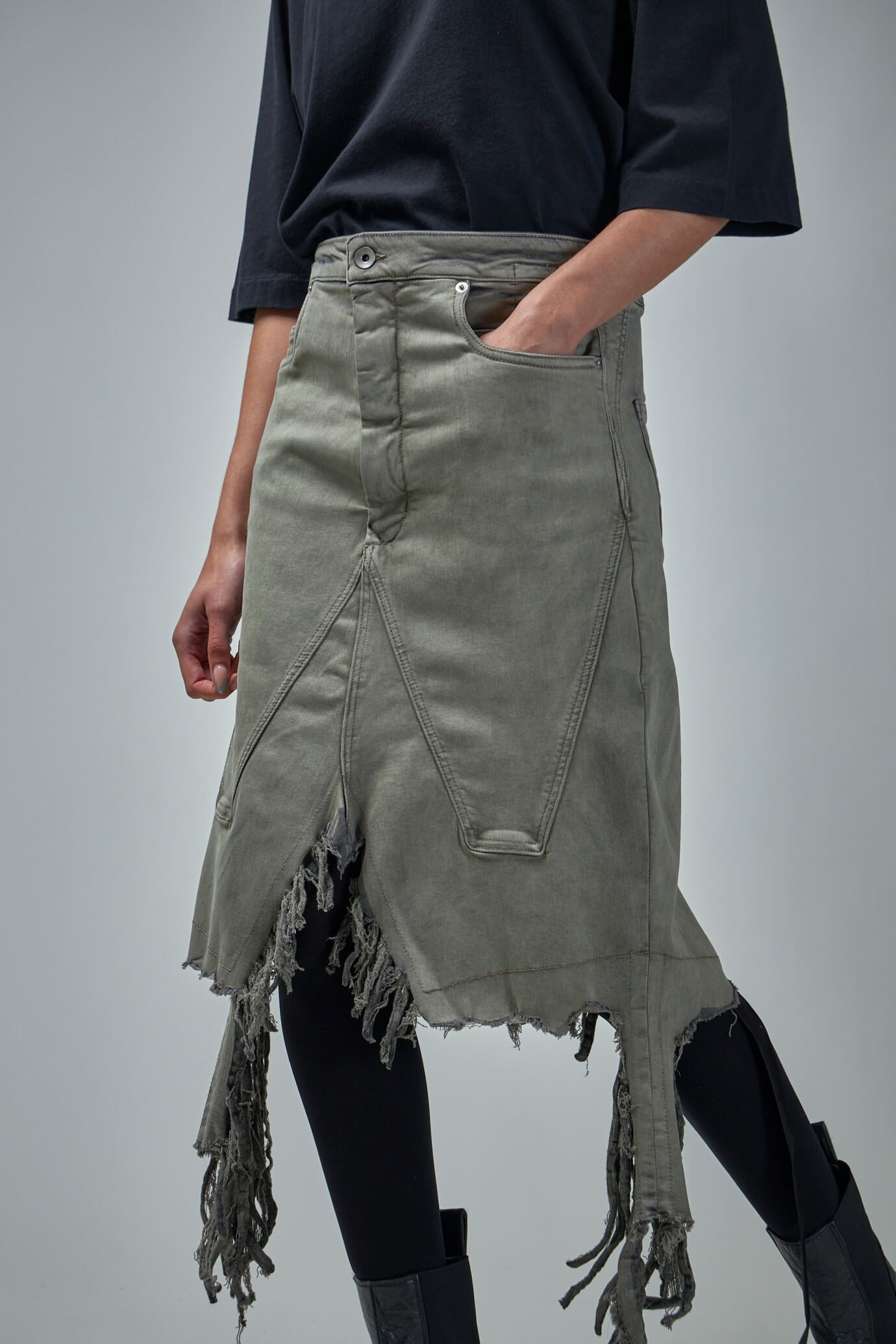 Rick Owens DRKSHDW Silvered Skirt Mineral Fringed | labelsfashion ...