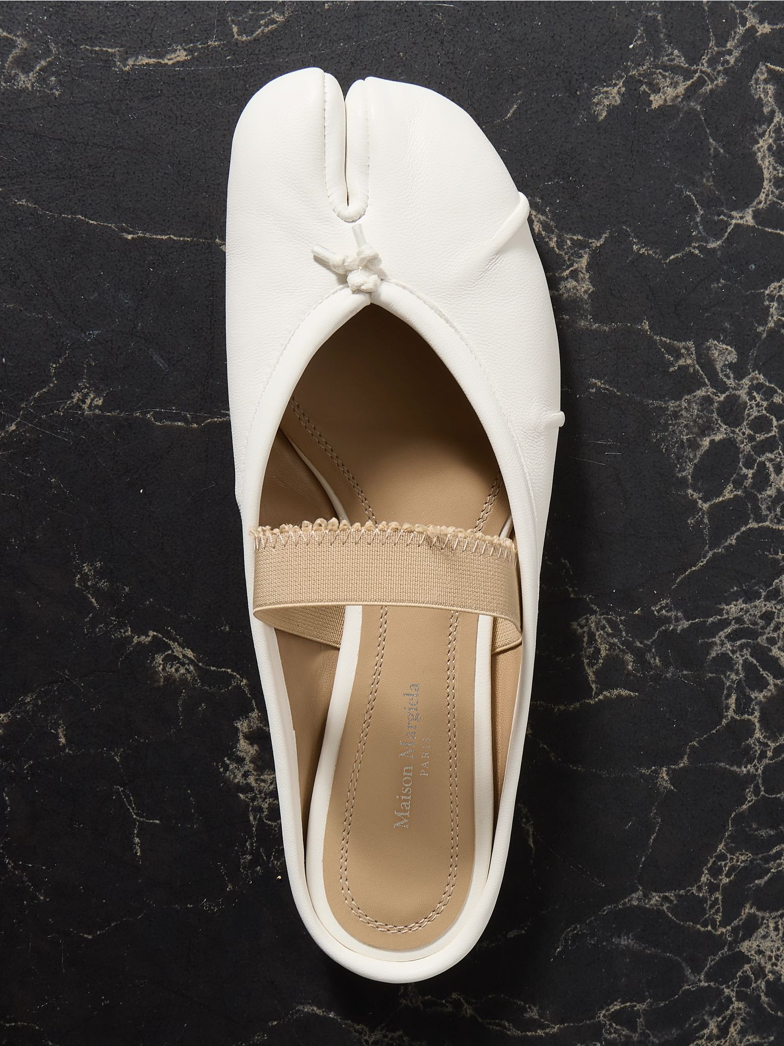 Tabi frayed split-toe leather ballet flats Ivory - 5