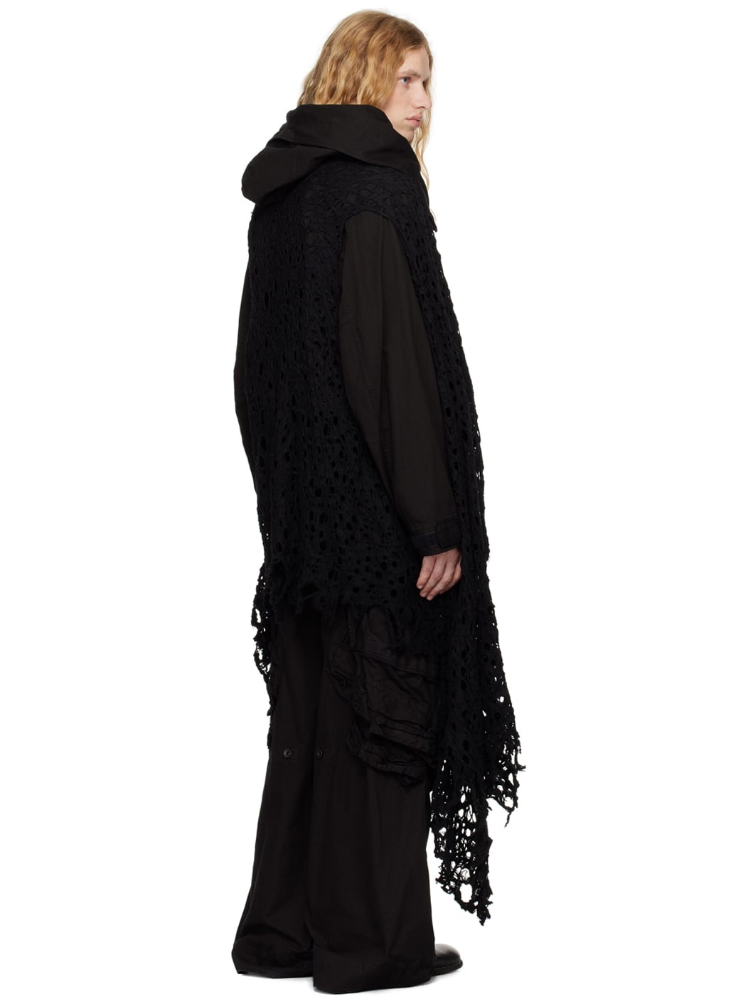 Black Ruptured Vest Shawl - 3