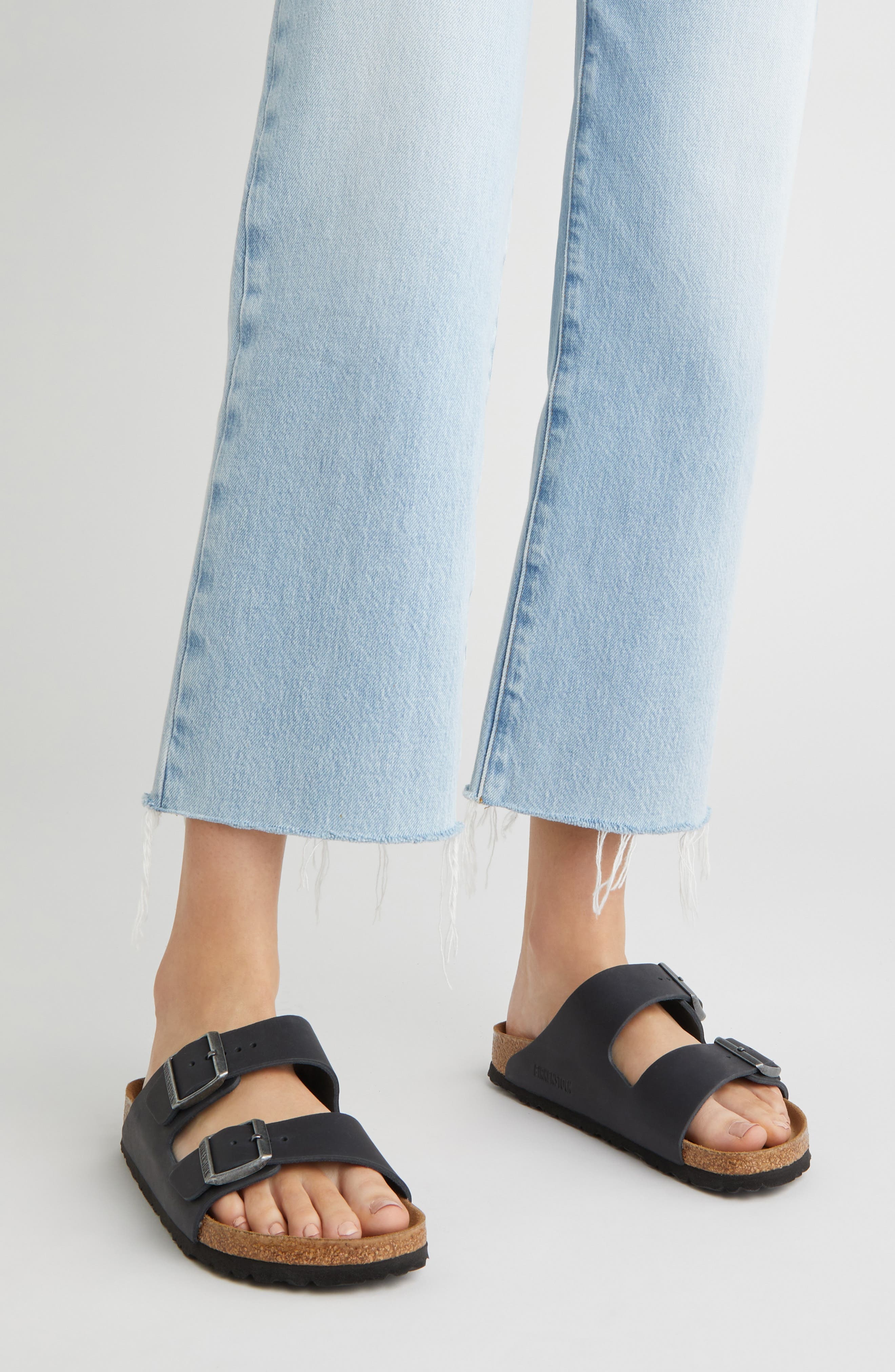 Birkenstock Arizona Soft Footbed Slide Sandal in Black/Black at Nordstrom - 7