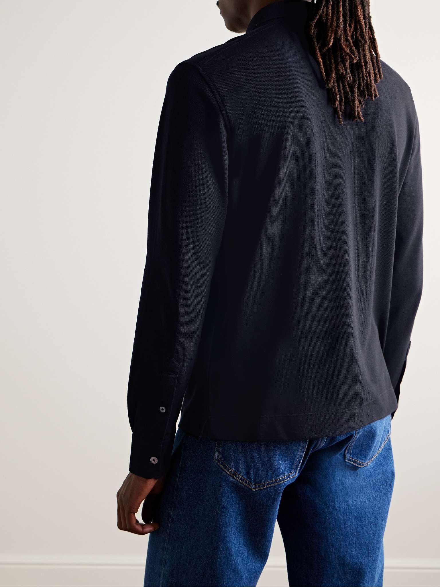 Slim-Fit Suede-Trimmed Cotton-Piqué Polo Shirt - 5
