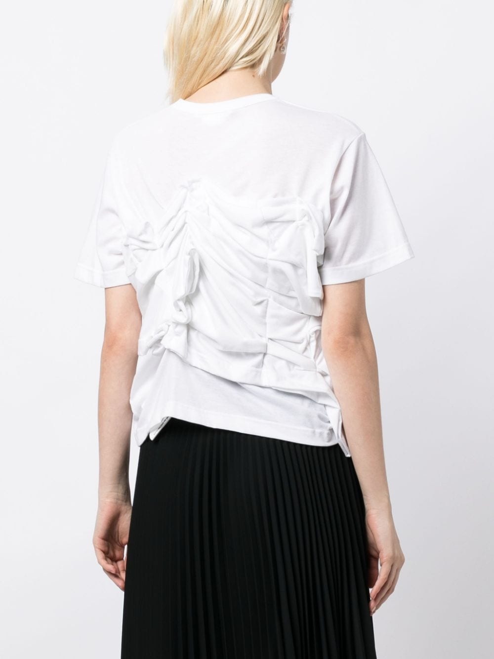 draped crew-neck T-shirt - 4