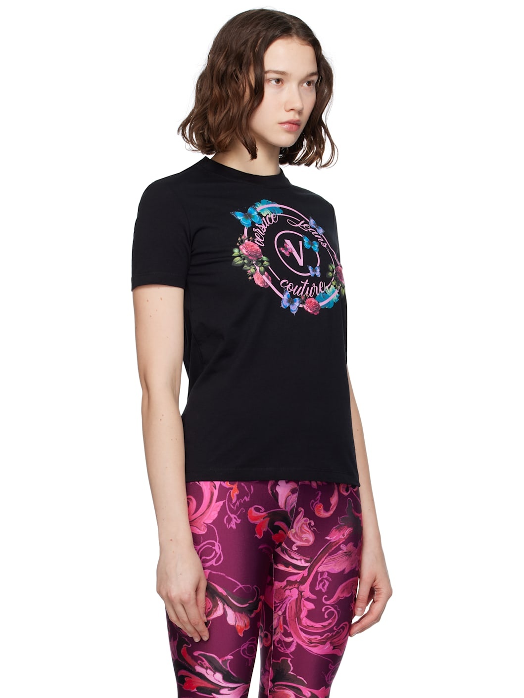 Black Cotton Jersey Screen-Printed T-shirt - 2