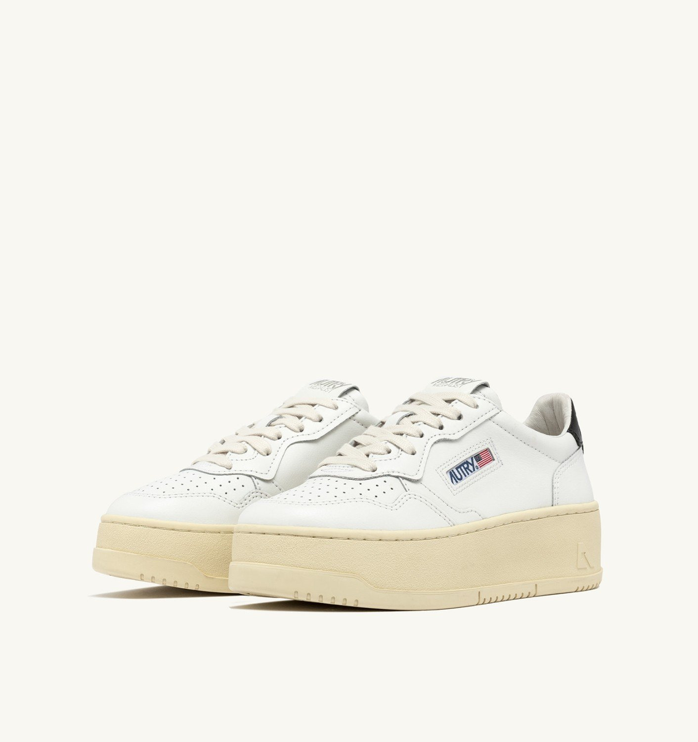 MEDALIST PLATFORM SNEAKERS IN WHITE AND BLACK LEATHER - 2