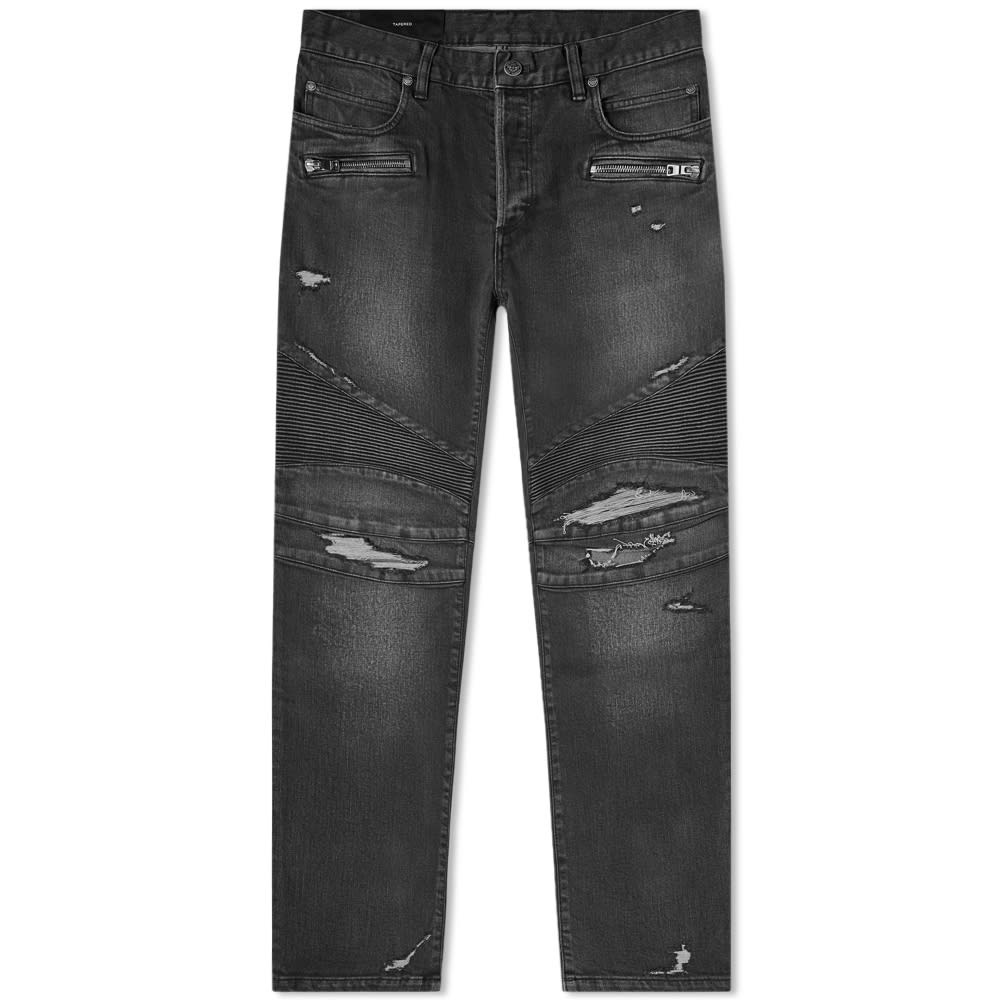 Balmain Tapered Fit Distressed Biker Jean - 1