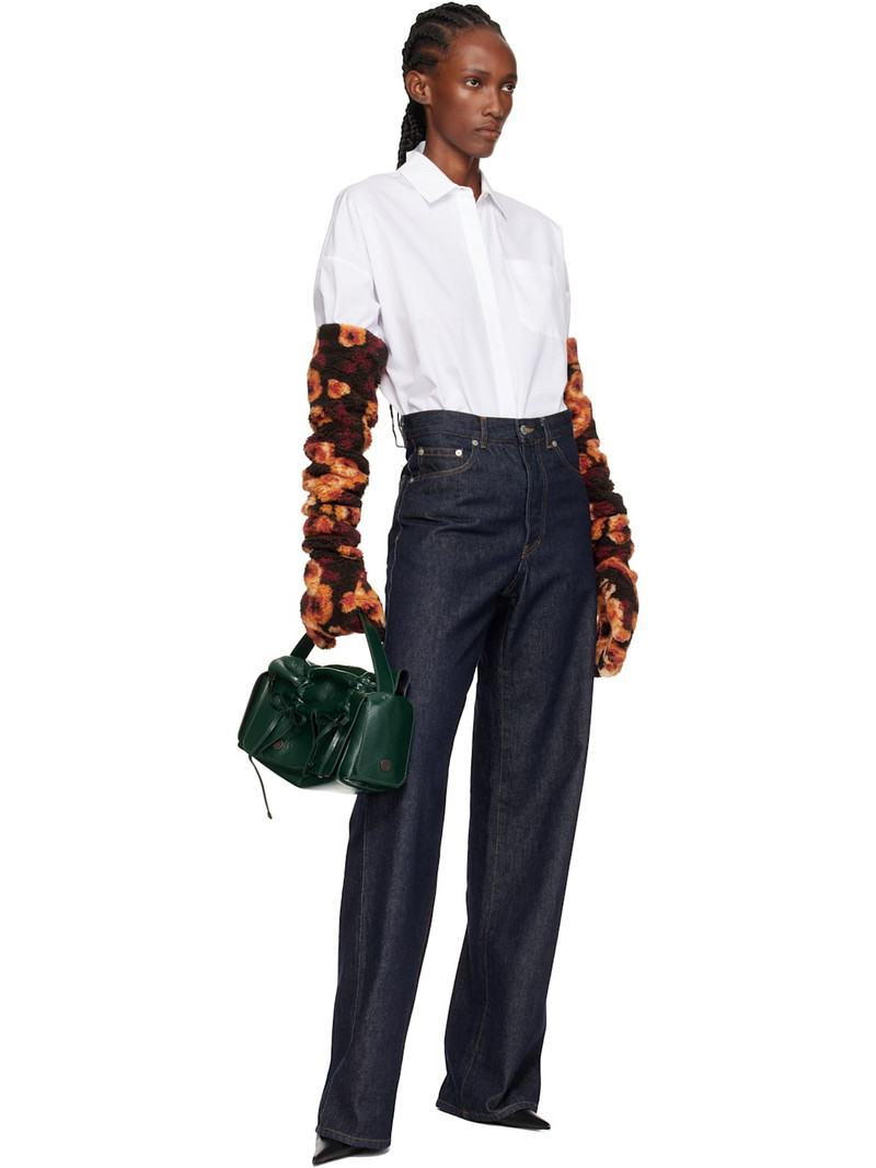 Black & Orange Jacquard Faux-Fur Gloves 3