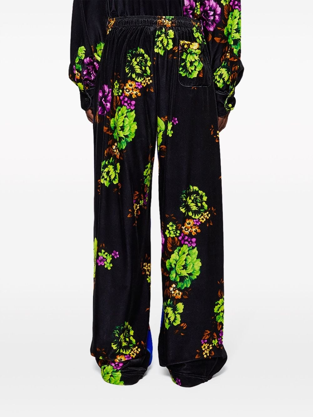 floral-print velvet track pants - 5