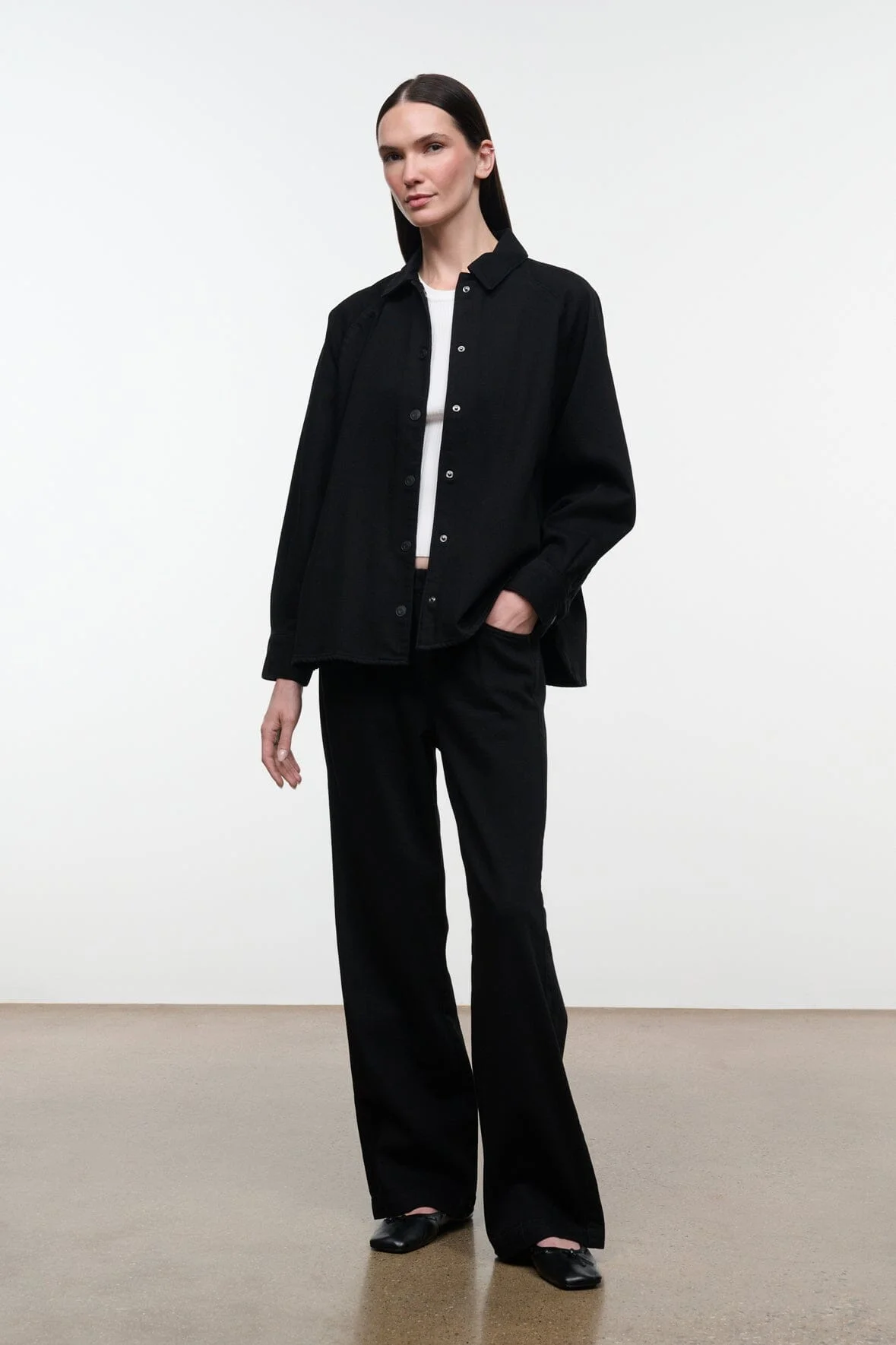 STAUD MYLES SHIRT JACKET BLACK - 1