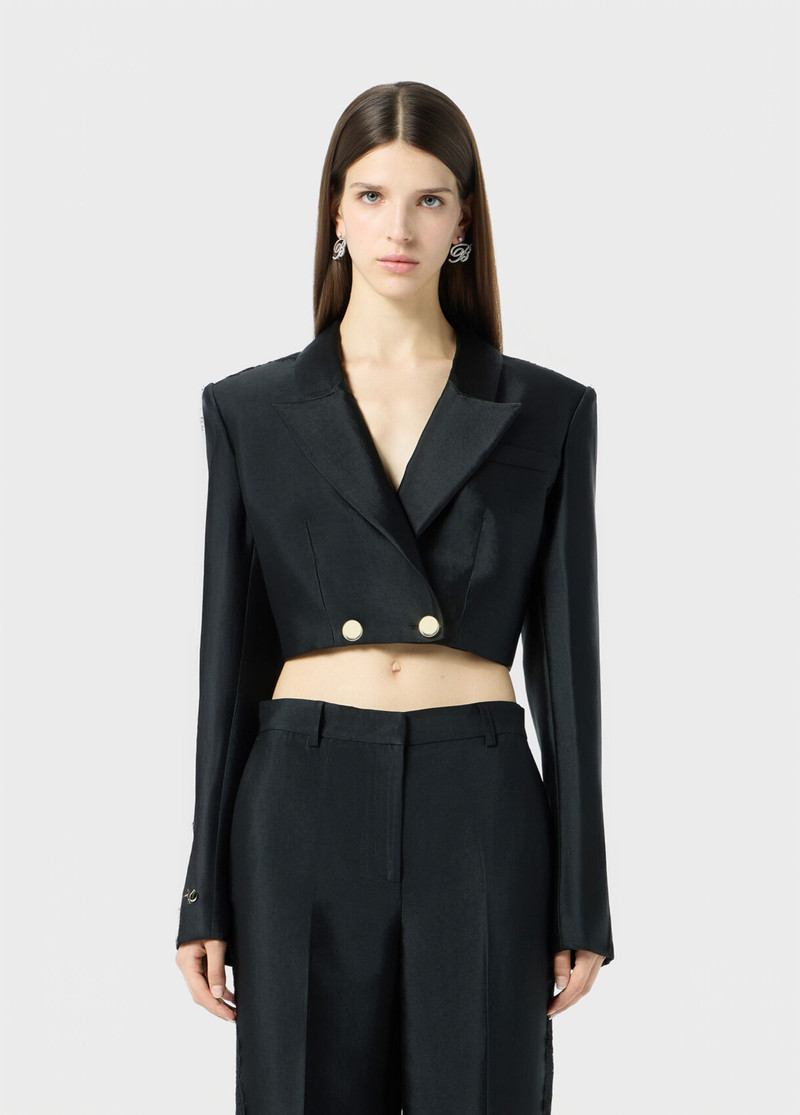 Blumarine DOUBLE-BREASTED CROPPED JACKET WITH LACE outlook