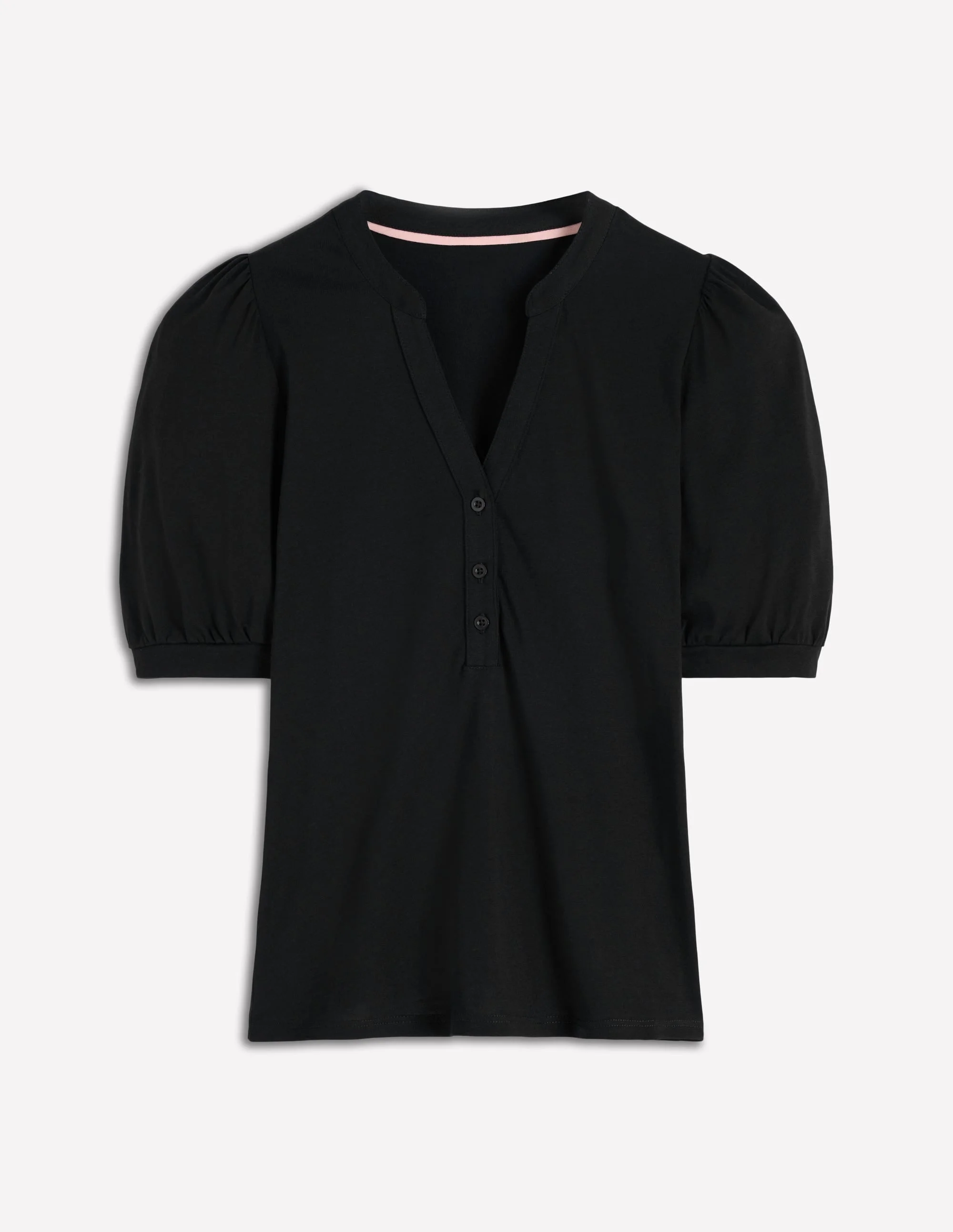 Supersoft Short Sleeve Henley-Black - 1