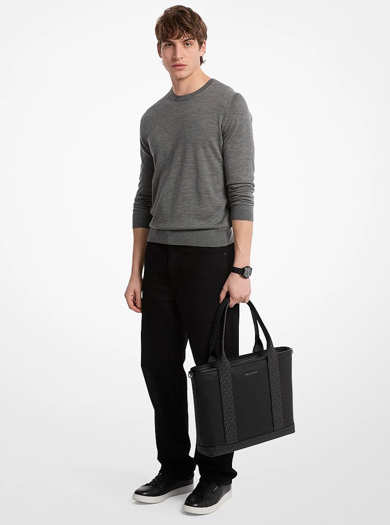 Hudson Leather and Signature Logo Work Tote Bag 3