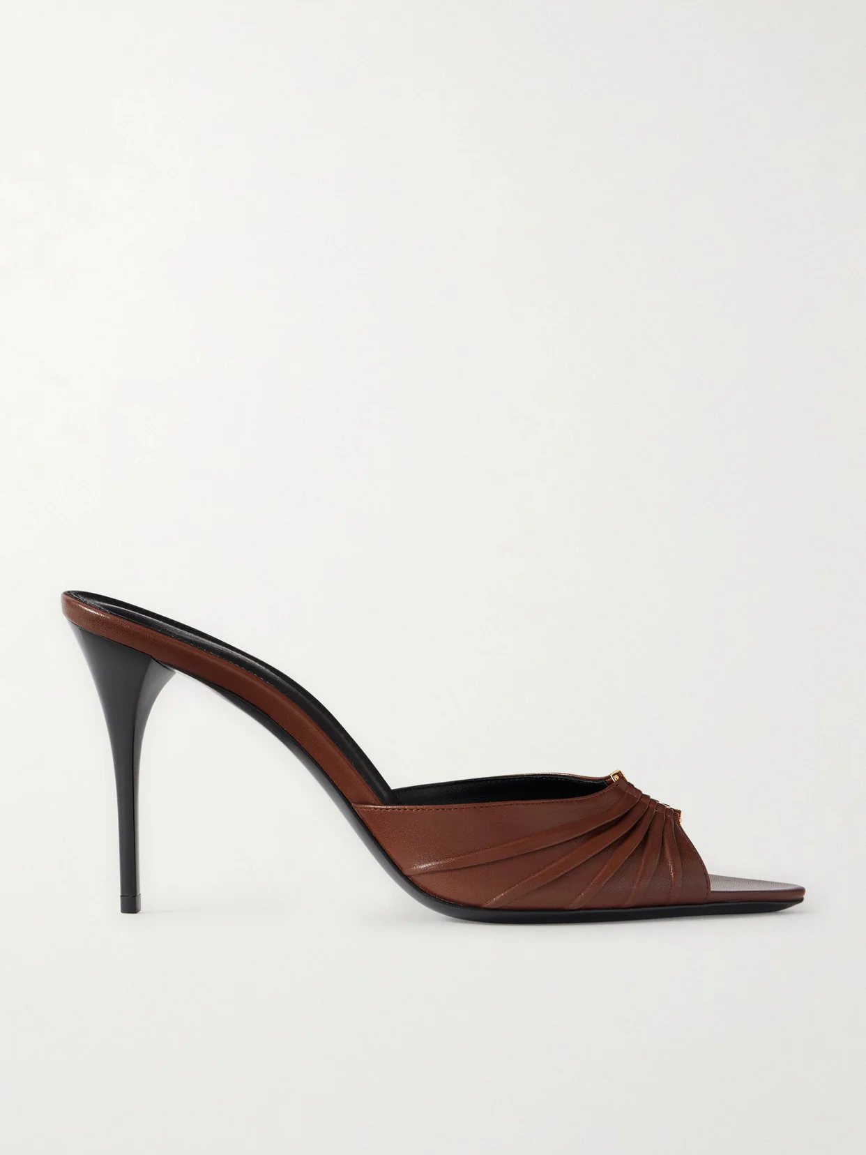 Babylone Embellished Gathered Leather Mules - 1
