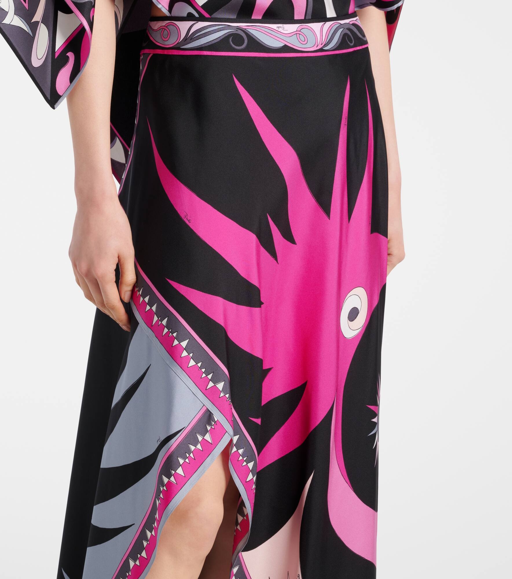 Stella asymmetric silk midi skirt - 4