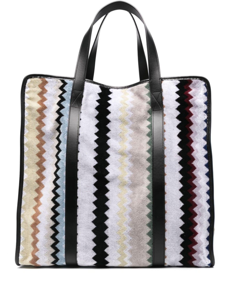 zigzag-woven tote bag - 1