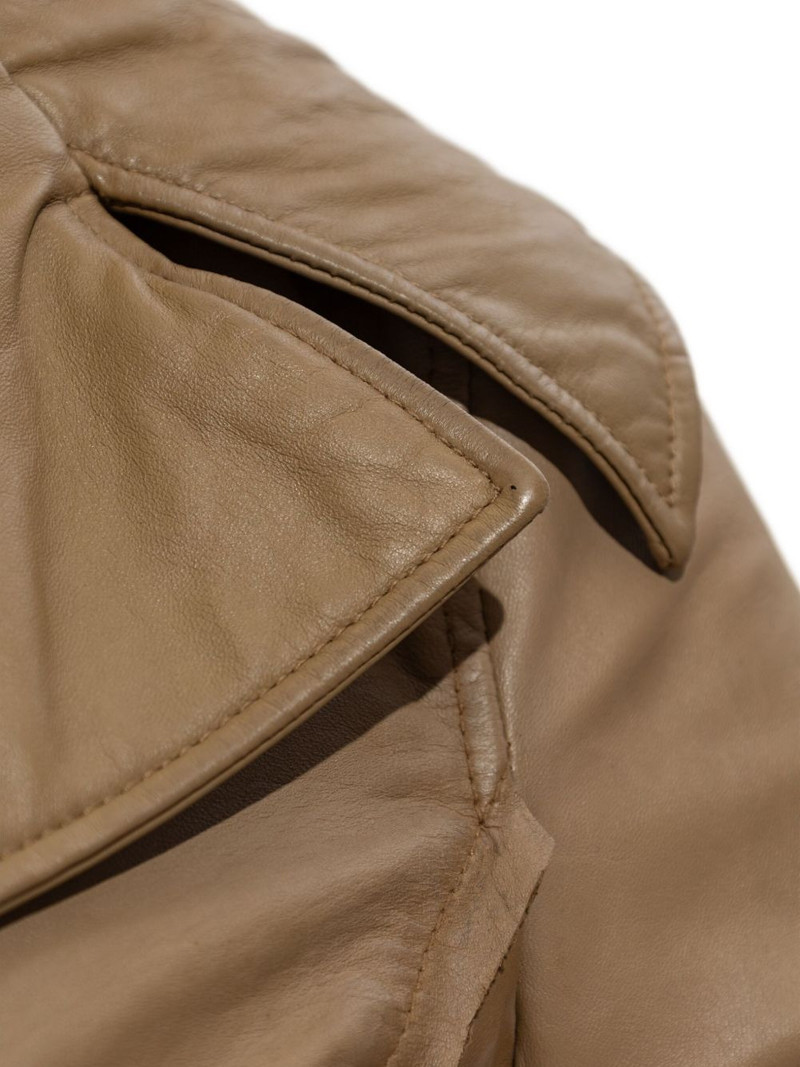 button-fastening flared leather jacket 5