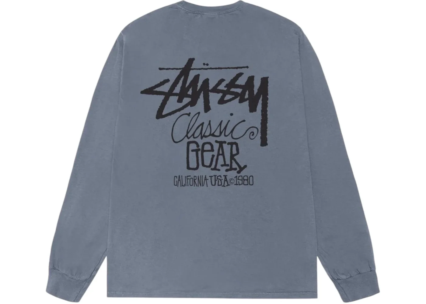 Stussy Classic Gear L/S Pigment Dyed Tee Navy - 1