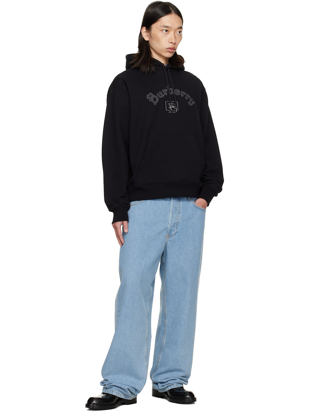 Black Gothic Logo Hoodie - 4