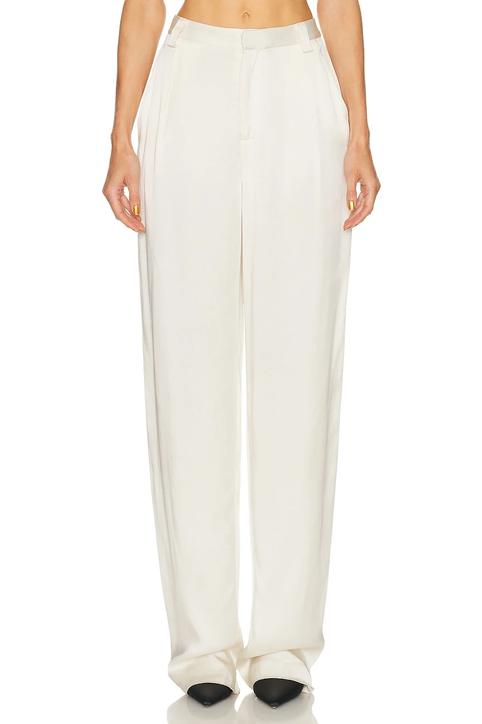 Satin Relaxed Pleated Pant - 1