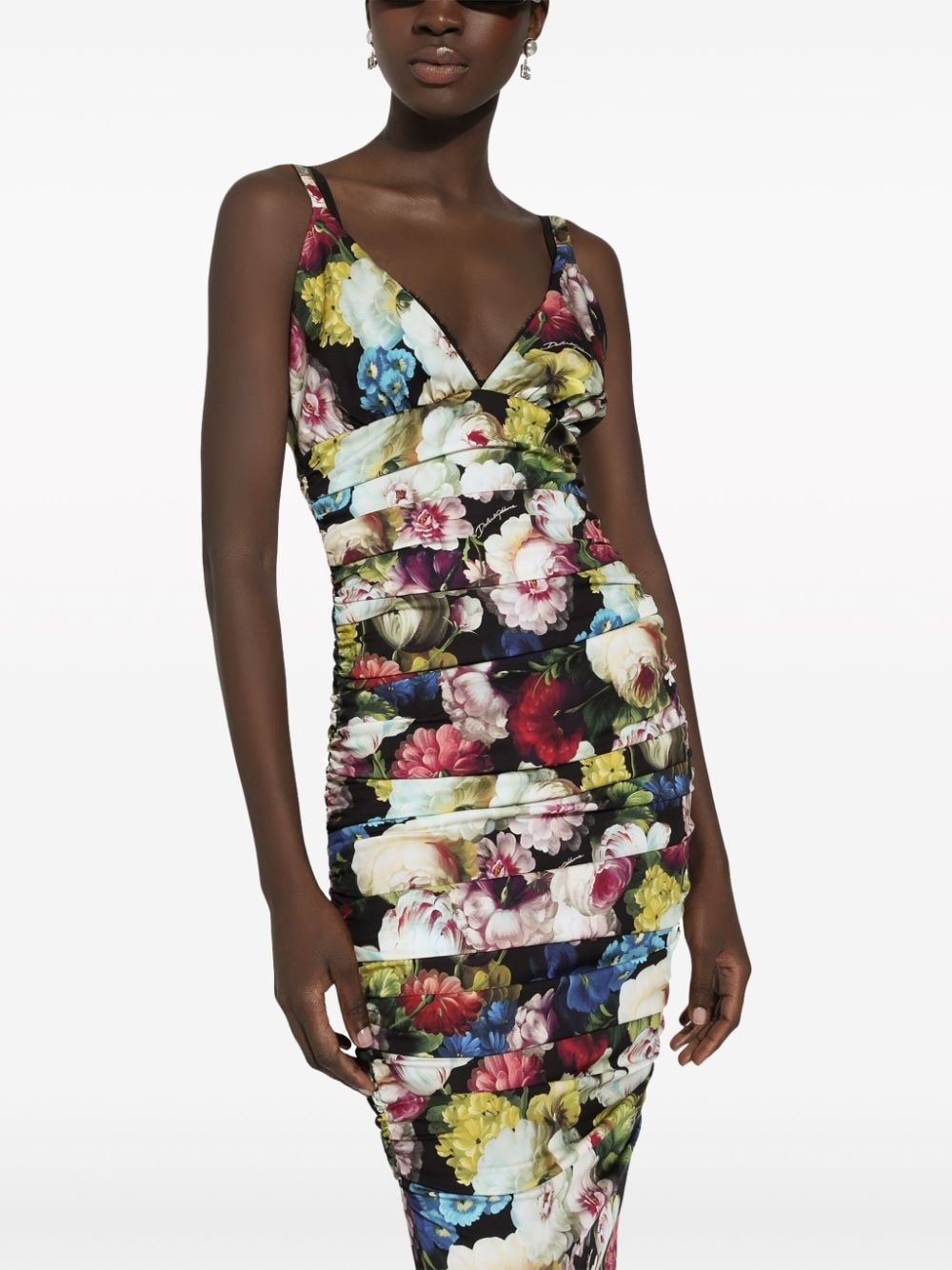 Flower print silk midi dress - 2