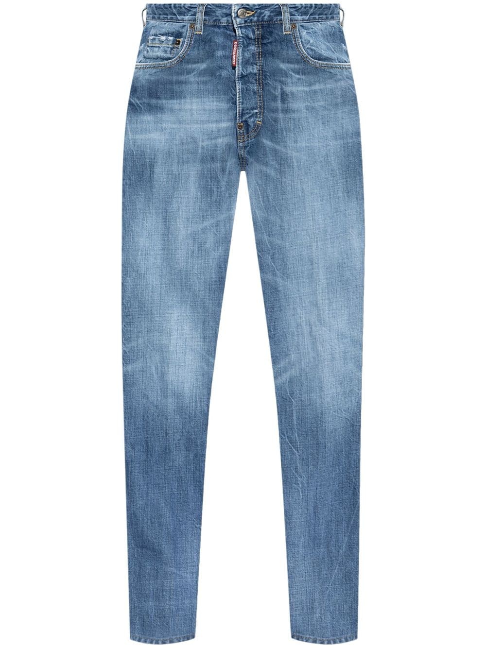 whiskering effect slim-cut jeans - 1