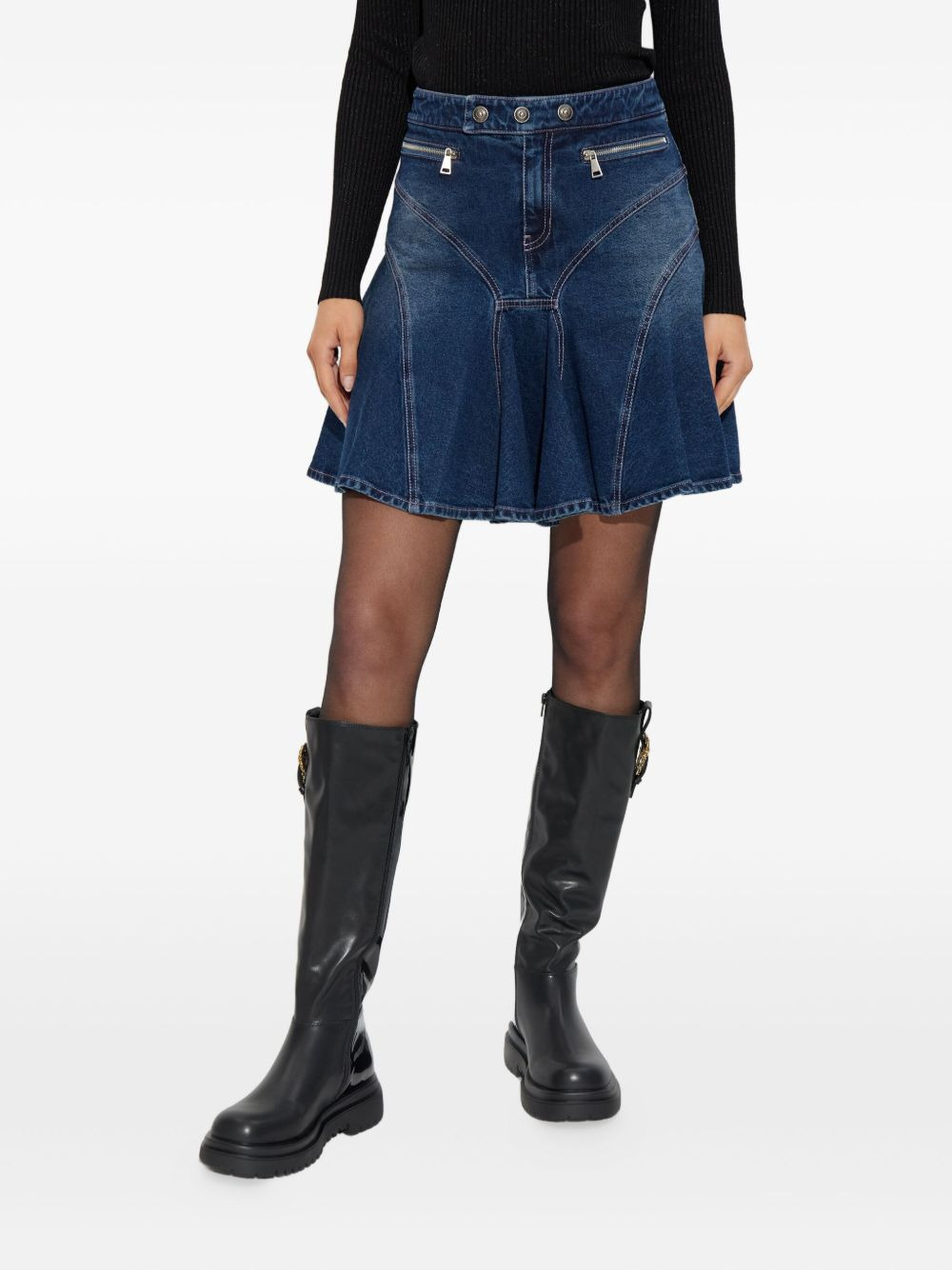 zip-detail mini skirt - 3