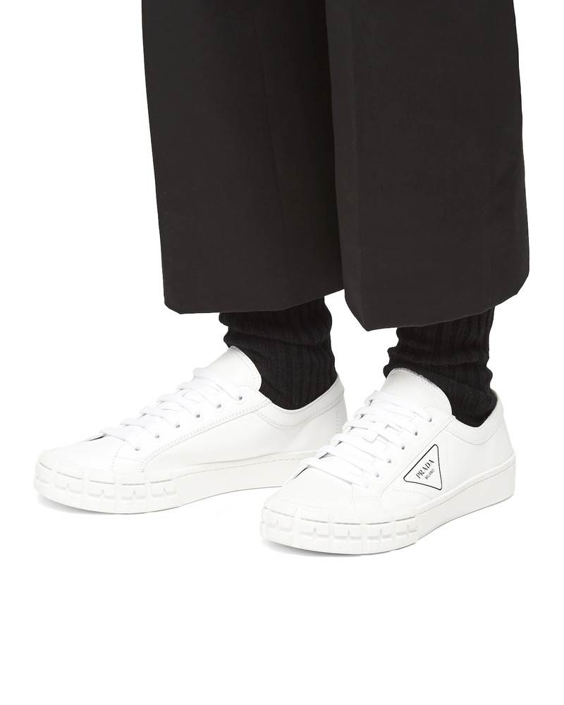 Prada Cassetta Wheel Leather Sneakers outlook