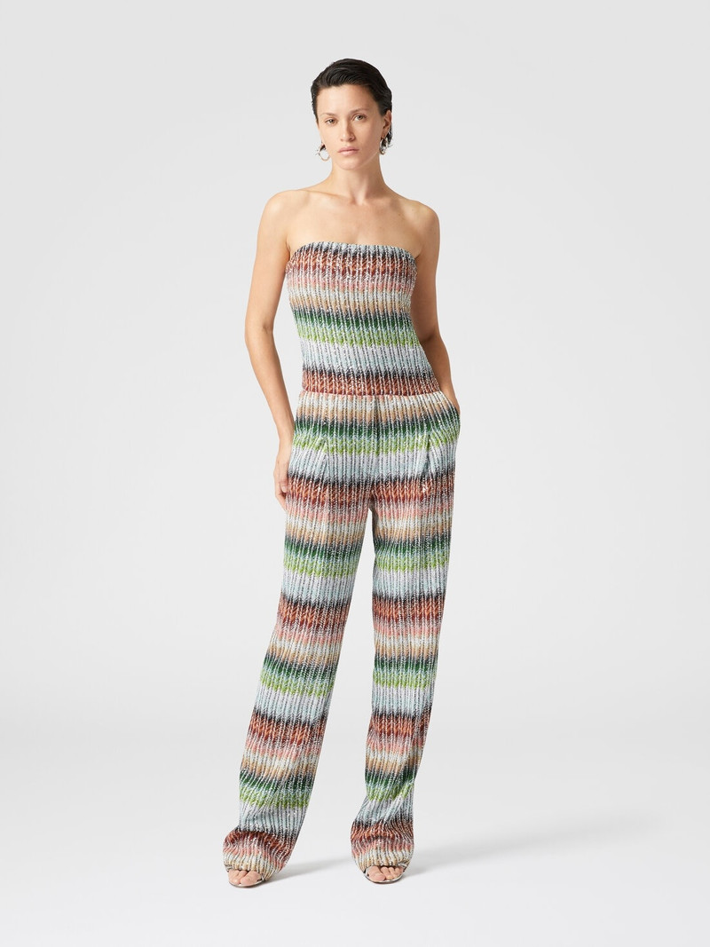 Missoni Long bustier jumpsuit in gradient zigzag knit with sequins outlook
