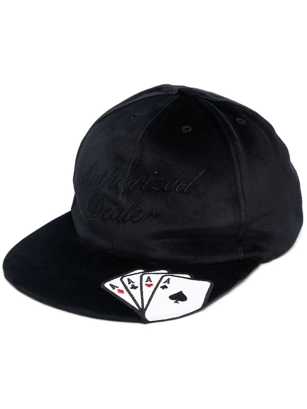 velvet card-embroidered cap - 1