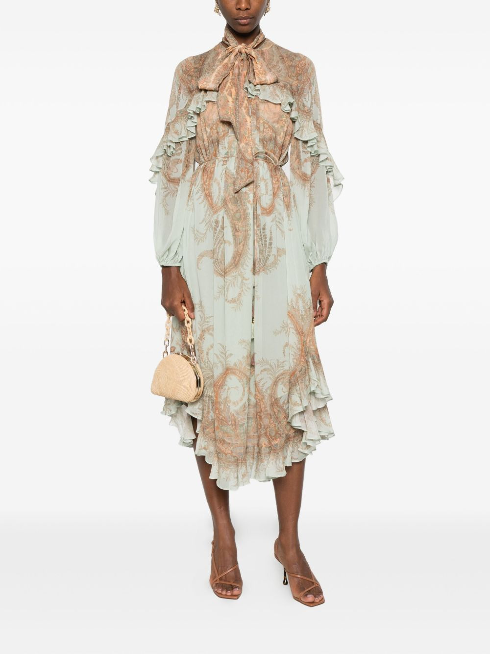 paisley-print ruffled dress - 2