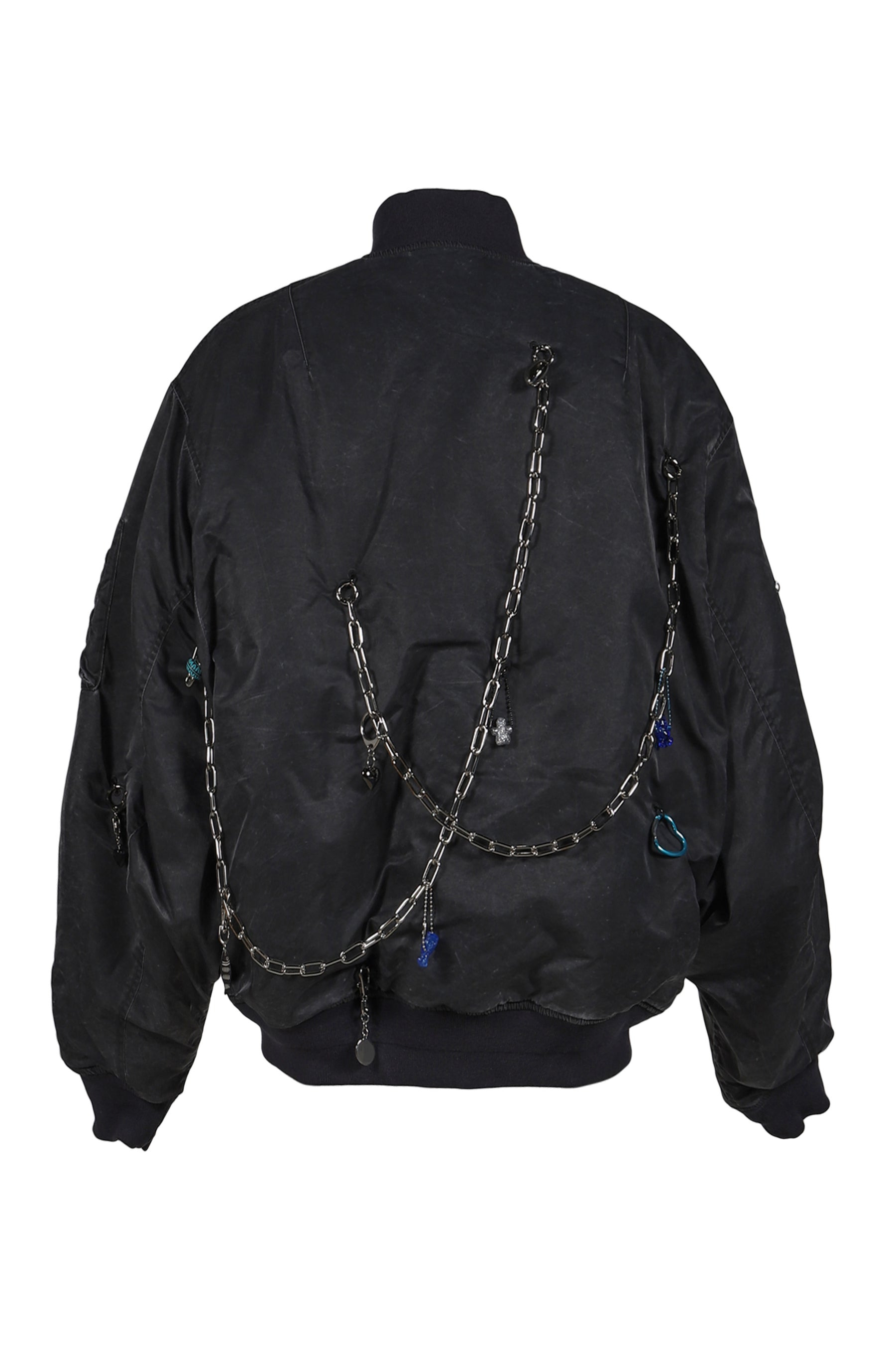 KEY CHAIN DECORATED BOMBER JACKET / GRY - 2