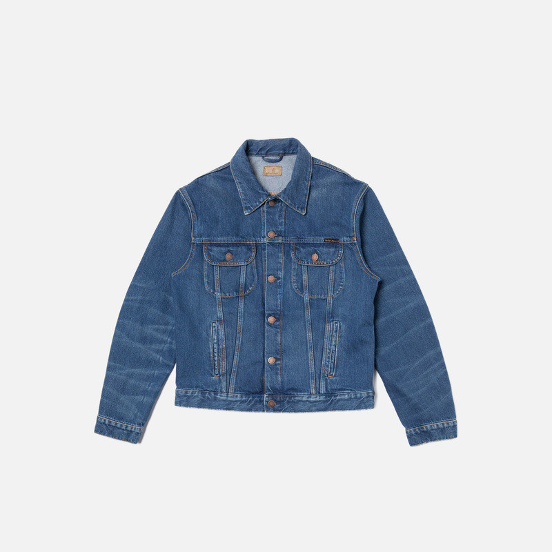 Danny Greasy Denim Jacket Mid Blue 1