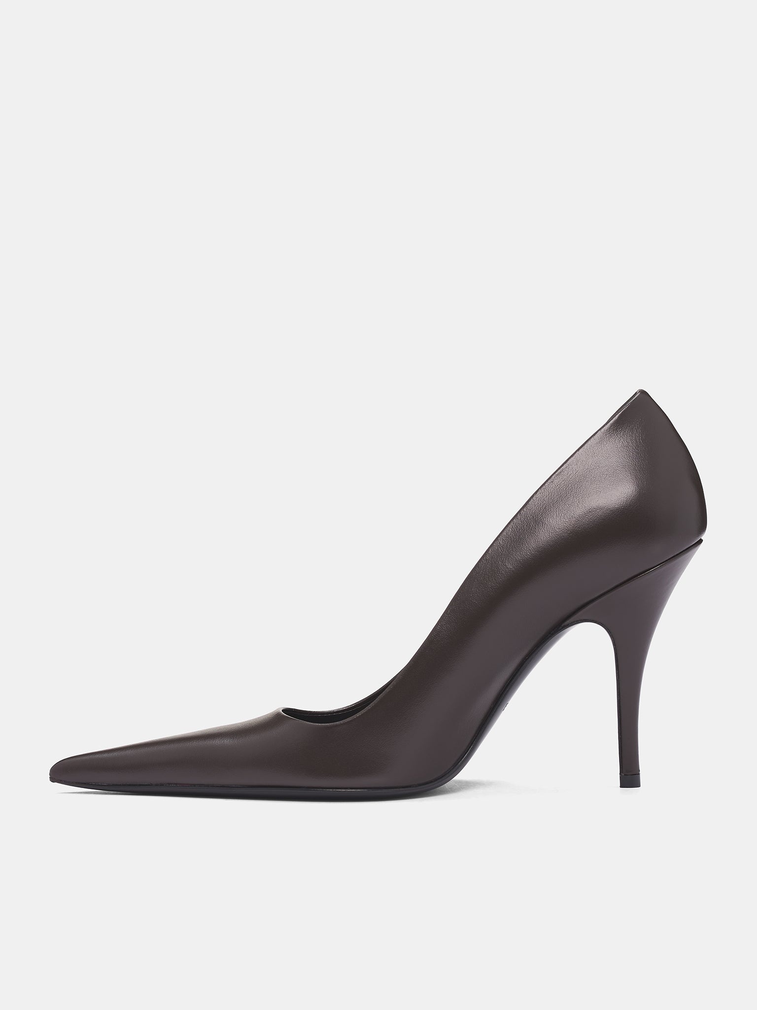 Brown Leather Sharp Pumps - 3