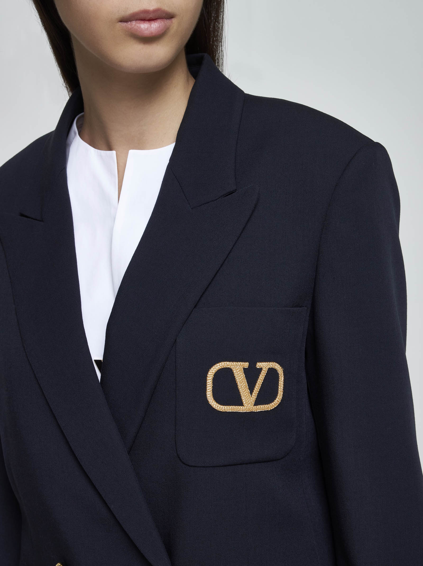【関税＆送料込み】Valentino Garavani Navy Blue Wool Blazer Valentino Valentino wool double-breasted blazer
